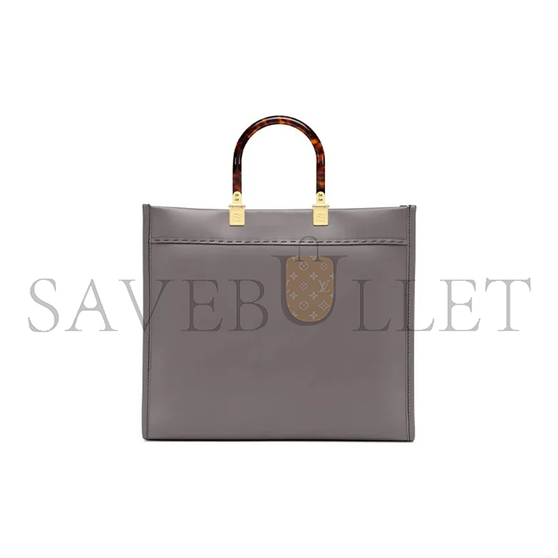FENDI SUNSHINE MEDIUM GRAY LEATHER TOTE BAG 8BH386ABVLF1BZC (35*31*17cm)